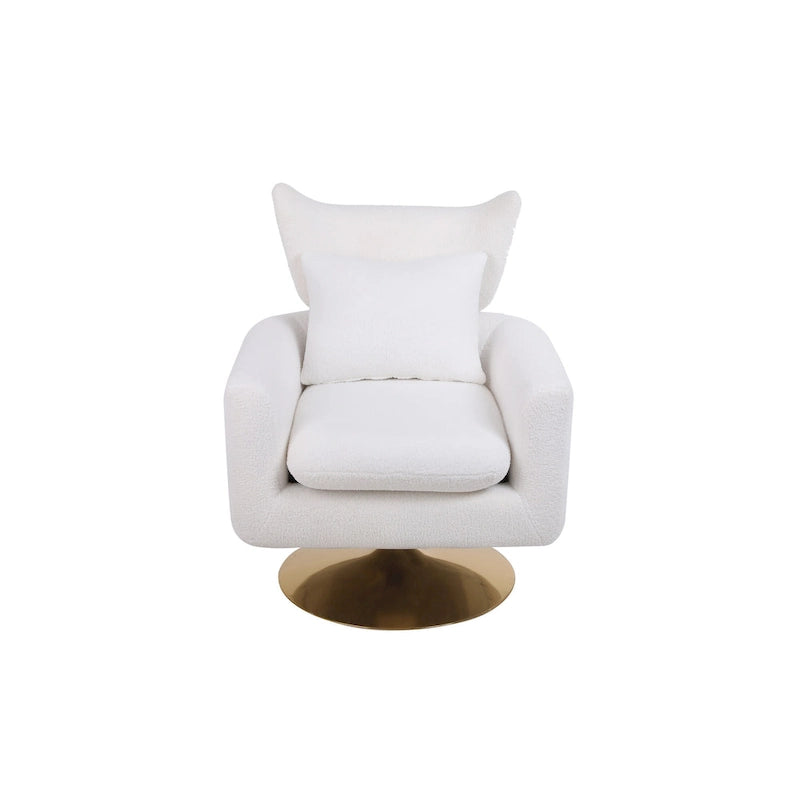 Fauteuil pivotant à 360°, style Mid-century, une place — Beige / Rose / Bleu / Blanc