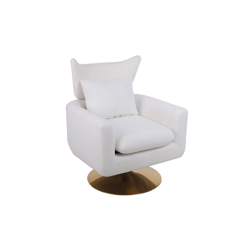 Fauteuil pivotant à 360°, style Mid-century, une place — Beige / Rose / Bleu / Blanc