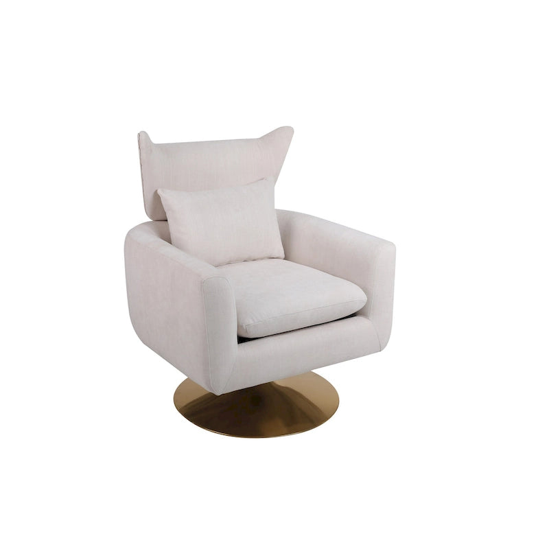 Fauteuil pivotant à 360°, style Mid-century, une place — Beige / Rose / Bleu / Blanc