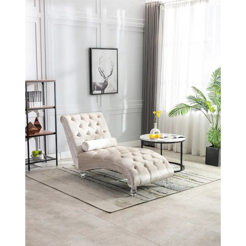 Chauffeuse en velours en forme de tonneau avec pieds en acrylique, une place, pour salon