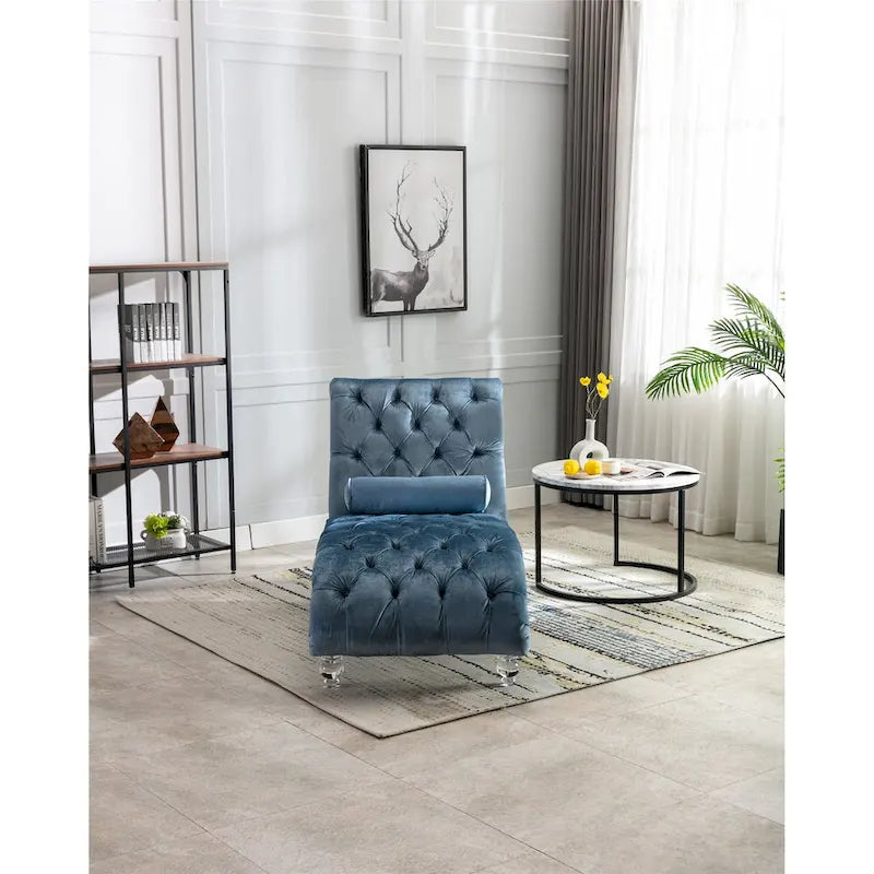 Chauffeuse en velours en forme de tonneau avec pieds en acrylique, une place, pour salon