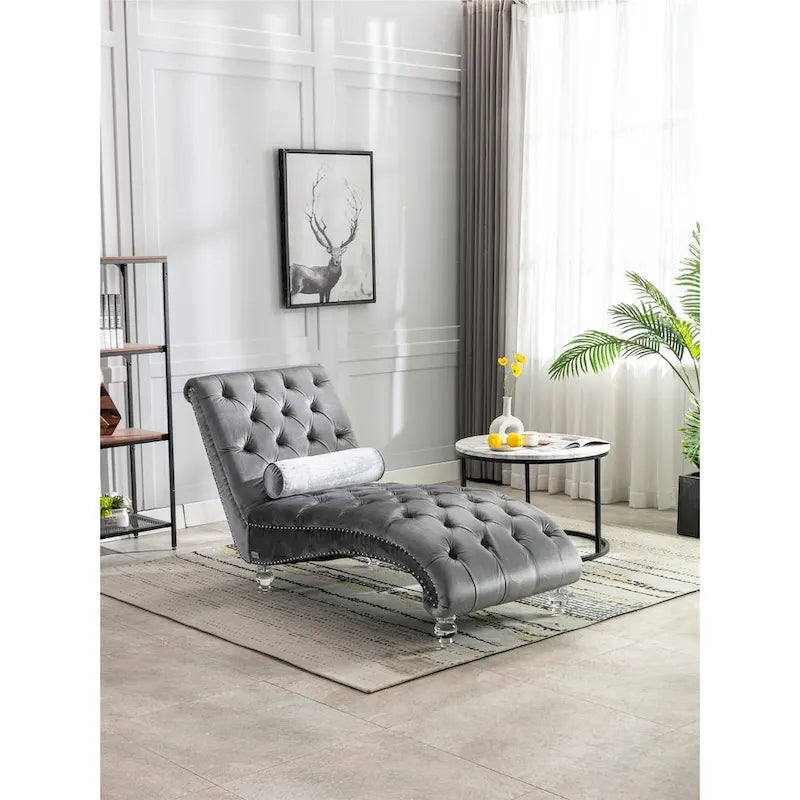 Chauffeuse en velours en forme de tonneau avec pieds en acrylique, une place, pour salon