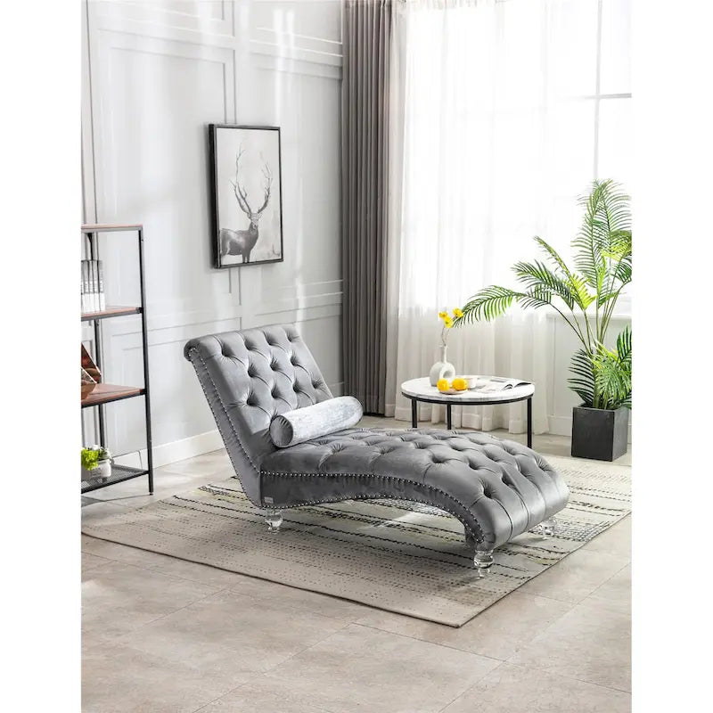 Chauffeuse en velours en forme de tonneau avec pieds en acrylique, une place, pour salon