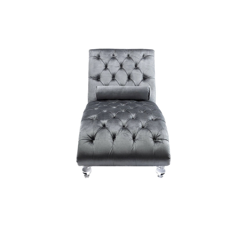Chauffeuse en velours en forme de tonneau avec pieds en acrylique, une place, pour salon