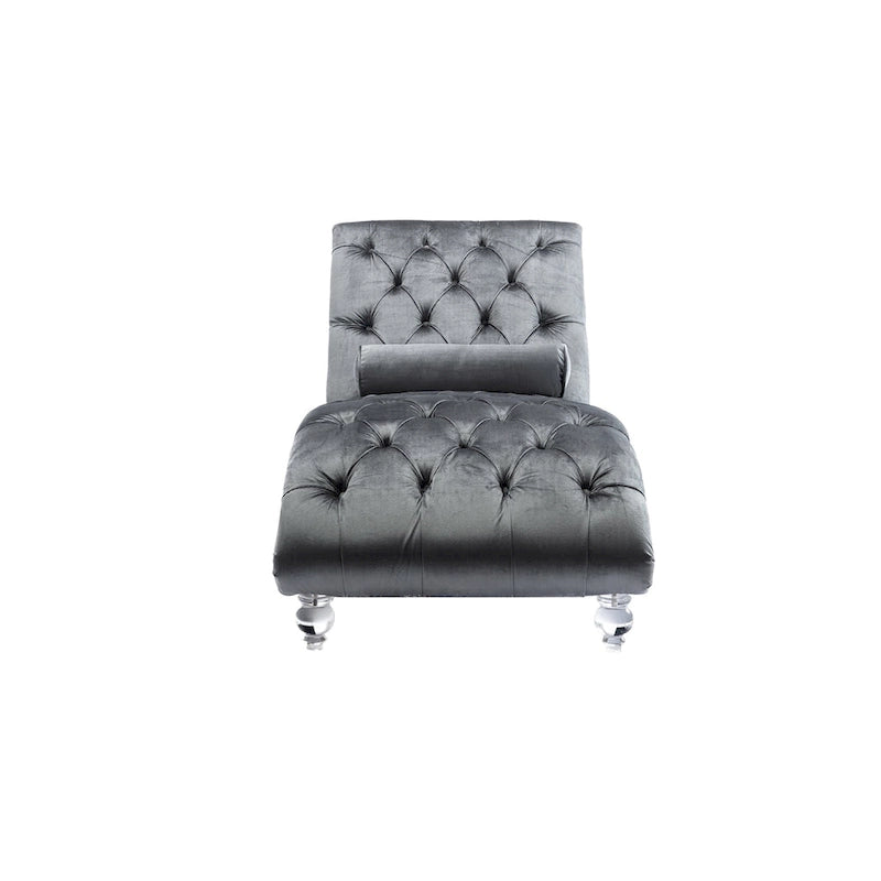 Chauffeuse en velours en forme de tonneau avec pieds en acrylique, une place, pour salon