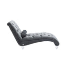 Chauffeuse en velours en forme de tonneau avec pieds en acrylique, une place, pour salon