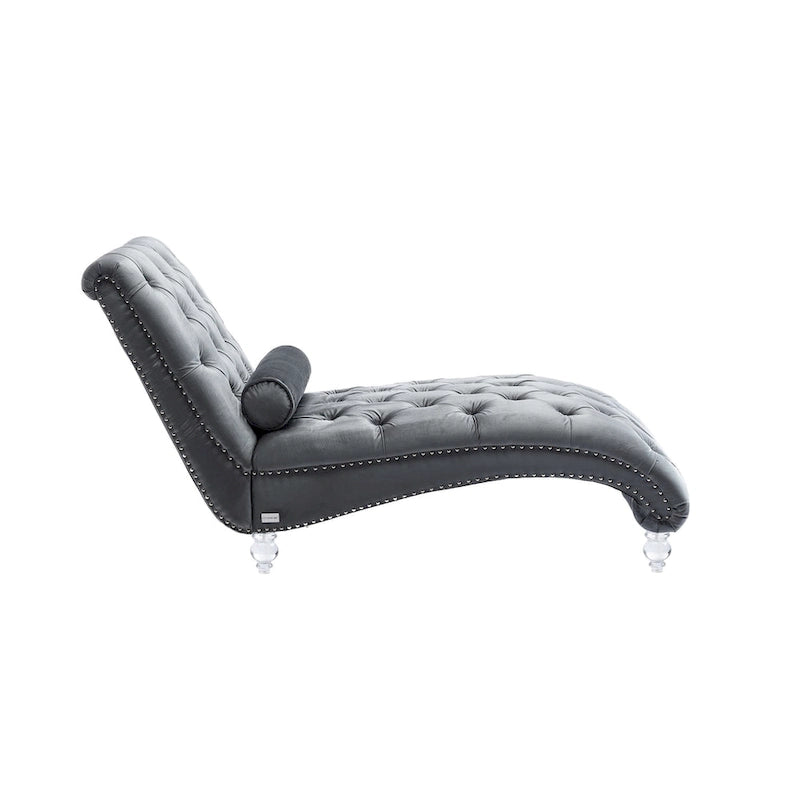 Chauffeuse en velours en forme de tonneau avec pieds en acrylique, une place, pour salon