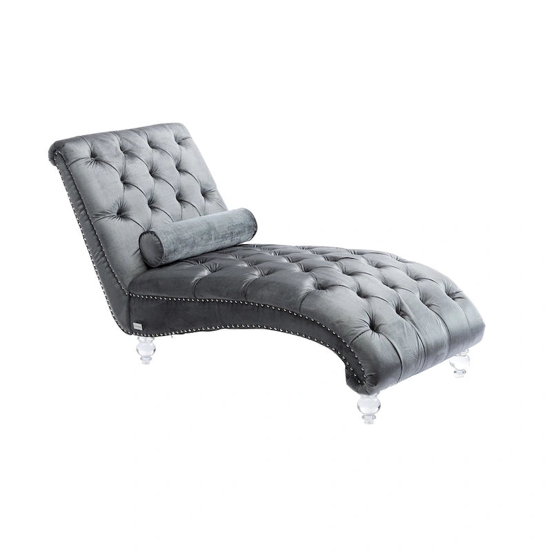 Chauffeuse en velours en forme de tonneau avec pieds en acrylique, une place, pour salon