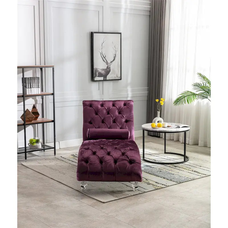 Chauffeuse en velours en forme de tonneau avec pieds en acrylique, une place, pour salon