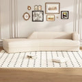 Chaise longue incurvée sans pieds beige, tissu bouclé, 1 personne