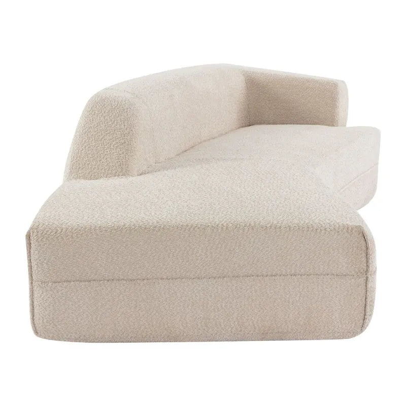 Chaise longue incurvée sans pieds beige, tissu bouclé, 1 personne