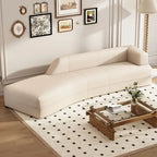 Chaise longue incurvée sans pieds beige, tissu bouclé, 1 personne