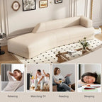 Chaise longue incurvée sans pieds beige, tissu bouclé, 1 personne
