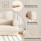 Chaise longue incurvée sans pieds beige, tissu bouclé, 1 personne