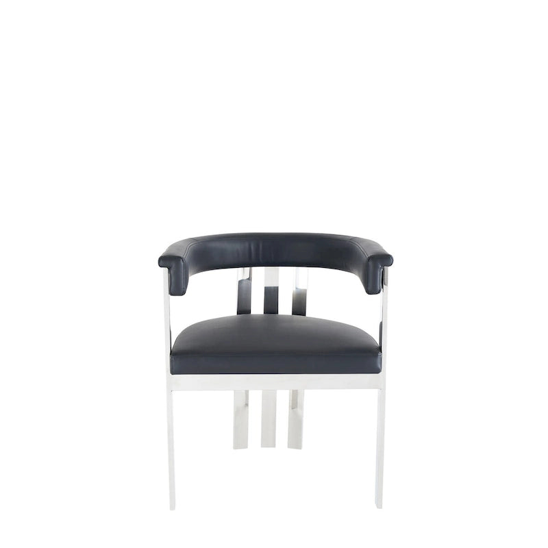 Chaise de salle à manger en similicuir vegan noir et acier inoxydable - Individuelle