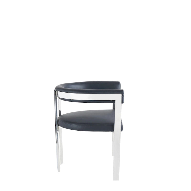Chaise de salle à manger en similicuir vegan noir et acier inoxydable - Individuelle