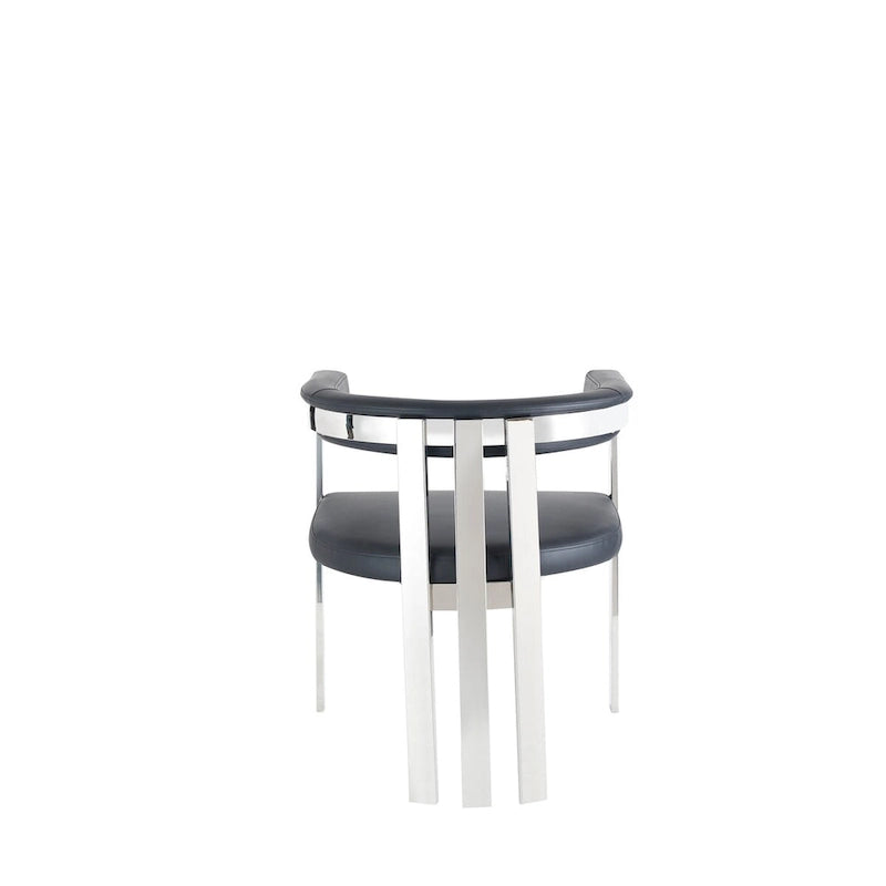 Chaise de salle à manger en similicuir vegan noir et acier inoxydable - Individuelle