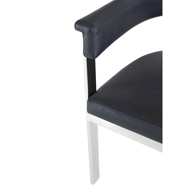 Chaise de salle à manger en similicuir vegan noir et acier inoxydable - Individuelle