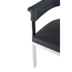 Chaise de salle à manger en similicuir vegan noir et acier inoxydable - Individuelle