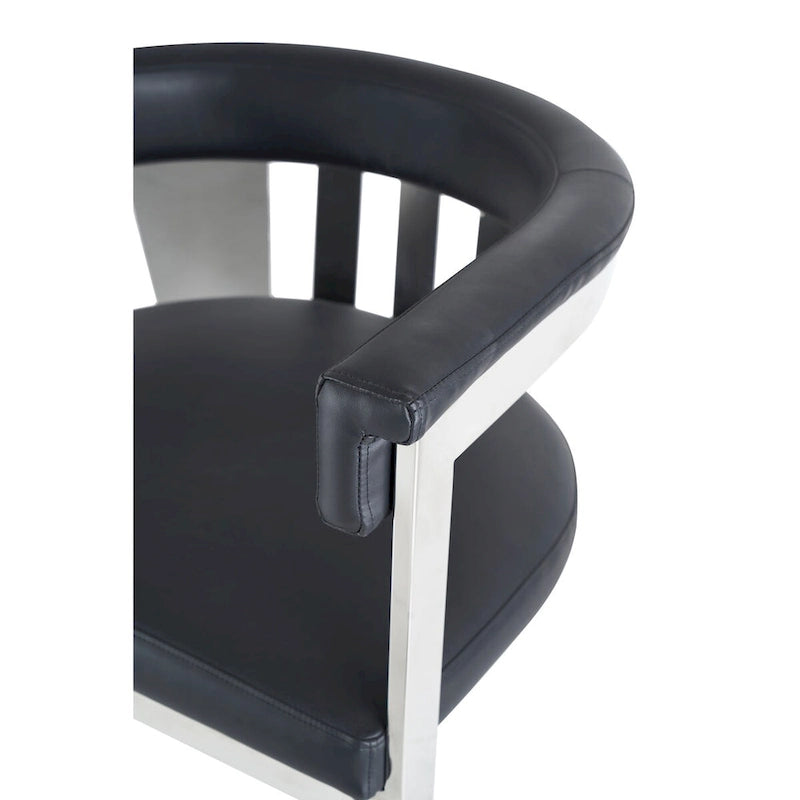 Chaise de salle à manger en similicuir vegan noir et acier inoxydable - Individuelle