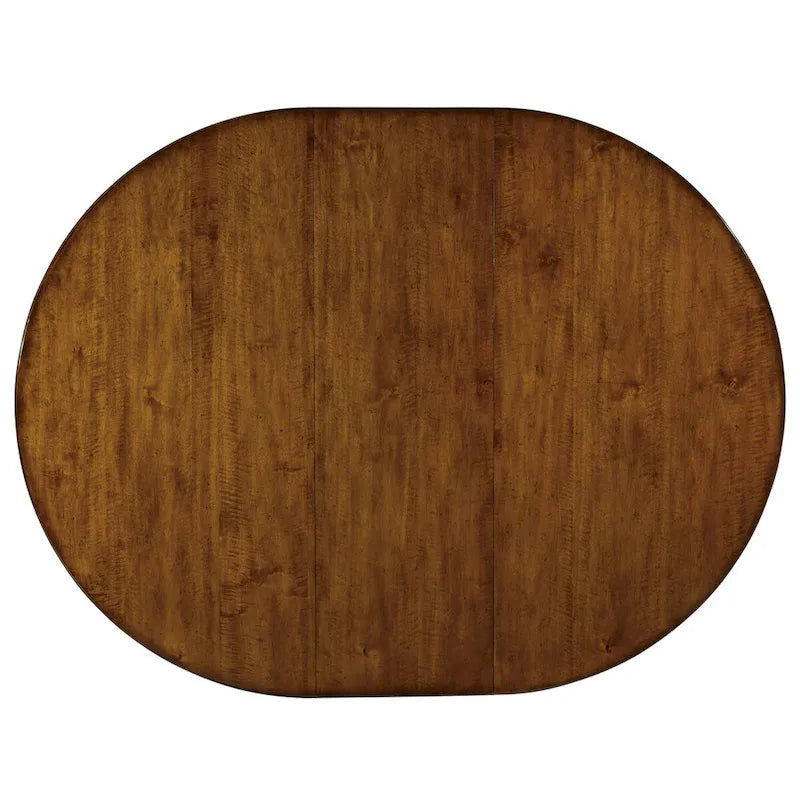 Table à manger ronde sur pied en châtaignier chaud avec rallonge – 6 places, placage en aulne