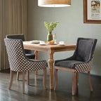 Chaise de salle à manger en tissu à dossier haut avec clous décoratifs, noir / beige+noir, lot de 2