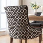 Chaise de salle à manger en tissu à dossier haut avec clous décoratifs, noir / beige+noir, lot de 2