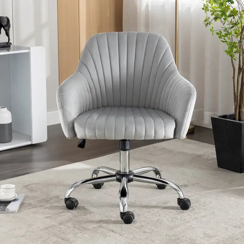 Fauteuil de bureau pivotant capitonné en velours – Hauteur réglable, 1 personne