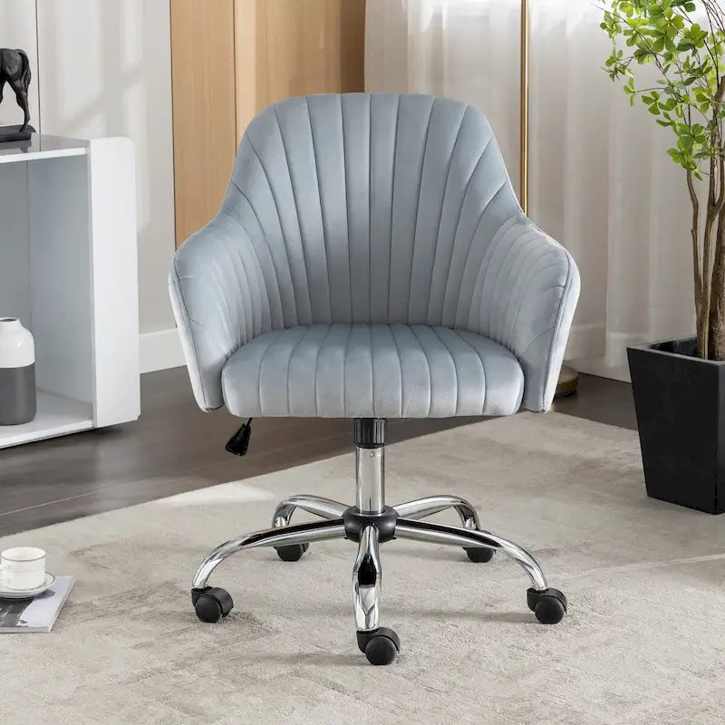 Fauteuil de bureau pivotant capitonné en velours – Hauteur réglable, 1 personne