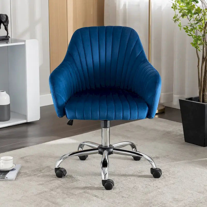 Fauteuil de bureau pivotant capitonné en velours – Hauteur réglable, 1 personne