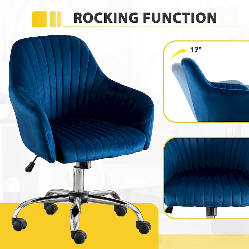 Fauteuil de bureau pivotant capitonné en velours – Hauteur réglable, 1 personne