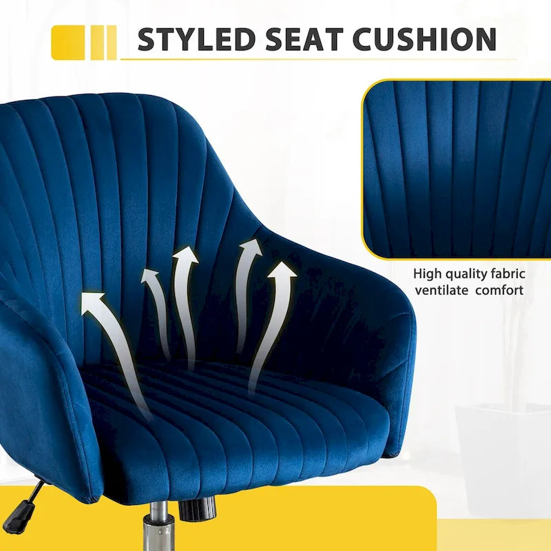 Fauteuil de bureau pivotant capitonné en velours – Hauteur réglable, 1 personne