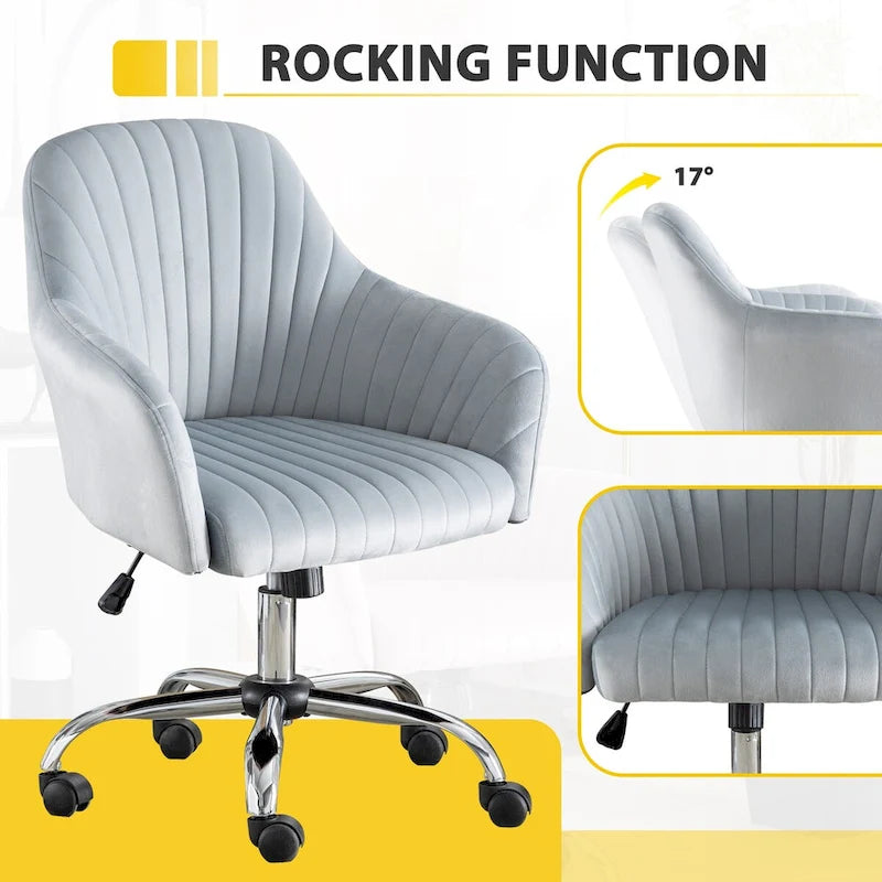 Fauteuil de bureau pivotant capitonné en velours – Hauteur réglable, 1 personne