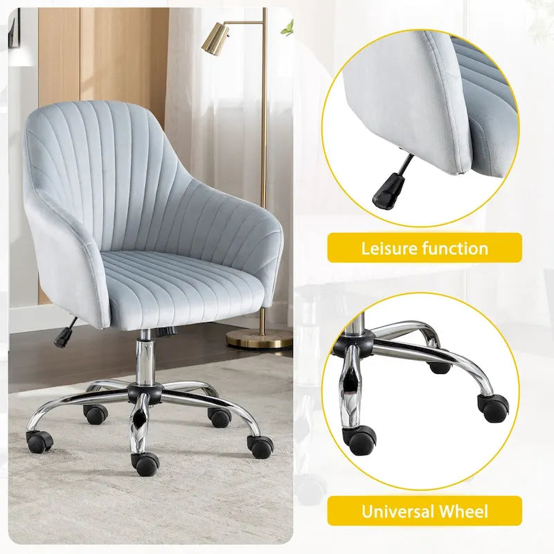 Fauteuil de bureau pivotant capitonné en velours – Hauteur réglable, 1 personne