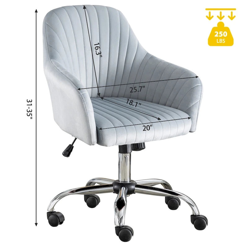 Fauteuil de bureau pivotant capitonné en velours – Hauteur réglable, 1 personne