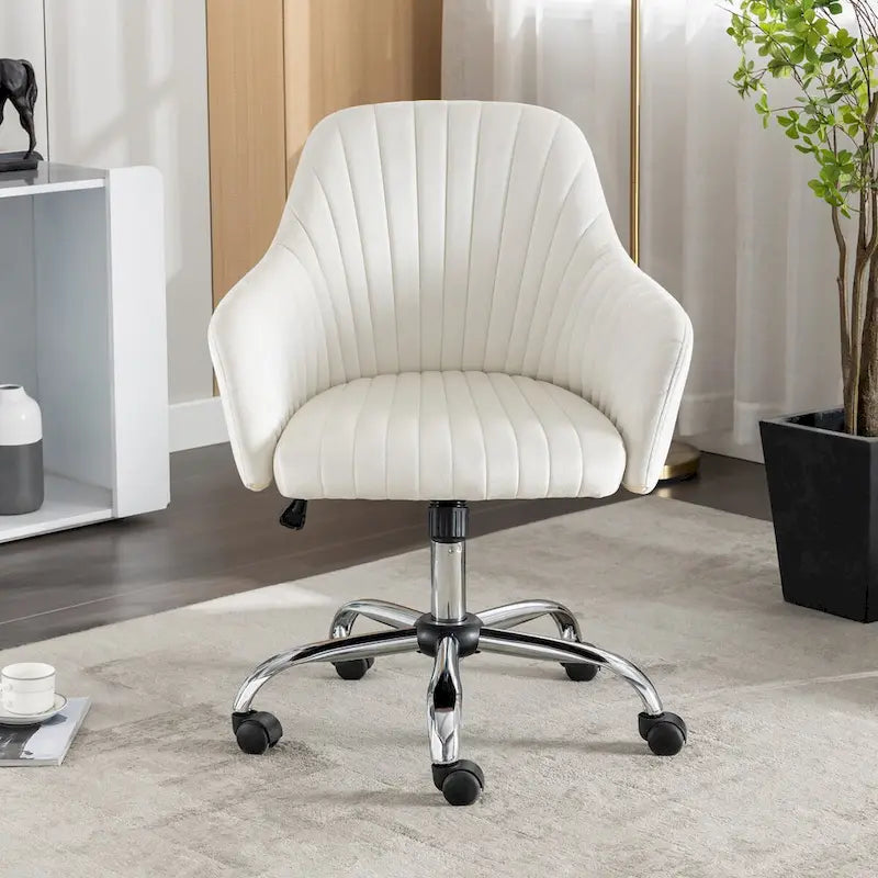 Fauteuil de bureau pivotant capitonné en velours – Hauteur réglable, 1 personne