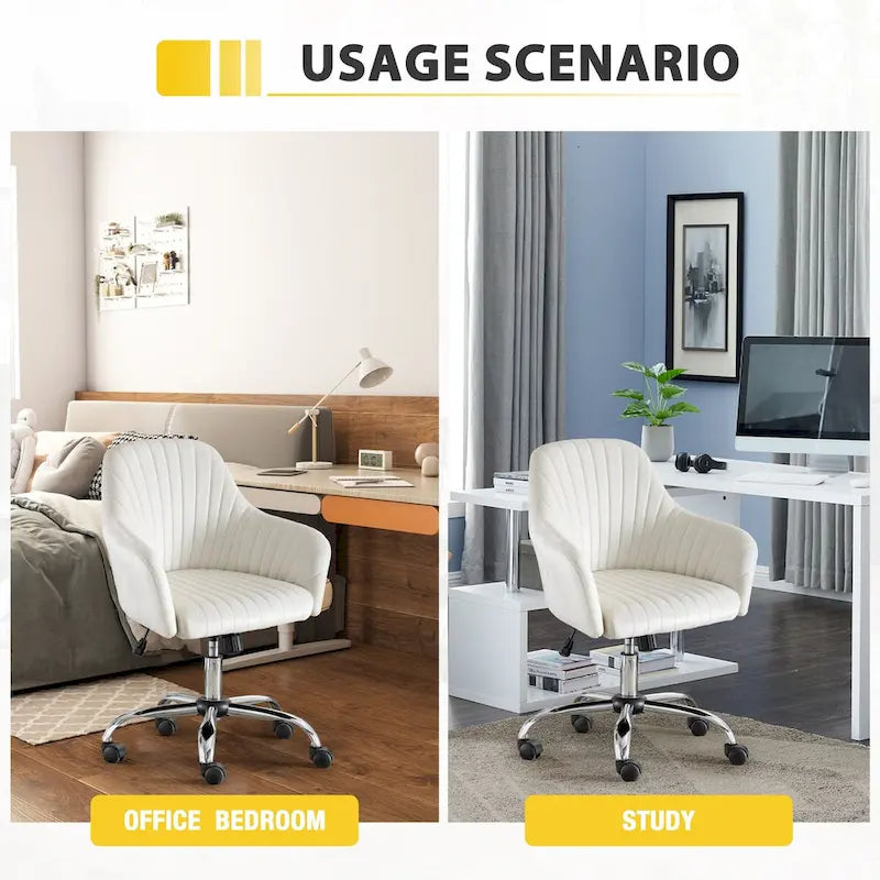 Fauteuil de bureau pivotant capitonné en velours – Hauteur réglable, 1 personne
