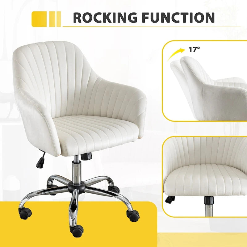 Fauteuil de bureau pivotant capitonné en velours – Hauteur réglable, 1 personne