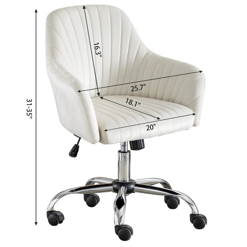 Fauteuil de bureau pivotant capitonné en velours – Hauteur réglable, 1 personne