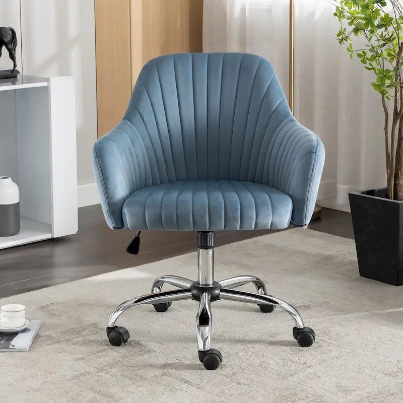 Fauteuil de bureau pivotant capitonné en velours – Hauteur réglable, 1 personne