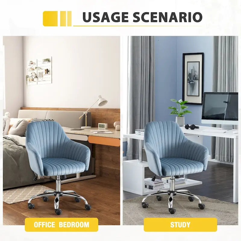 Fauteuil de bureau pivotant capitonné en velours – Hauteur réglable, 1 personne
