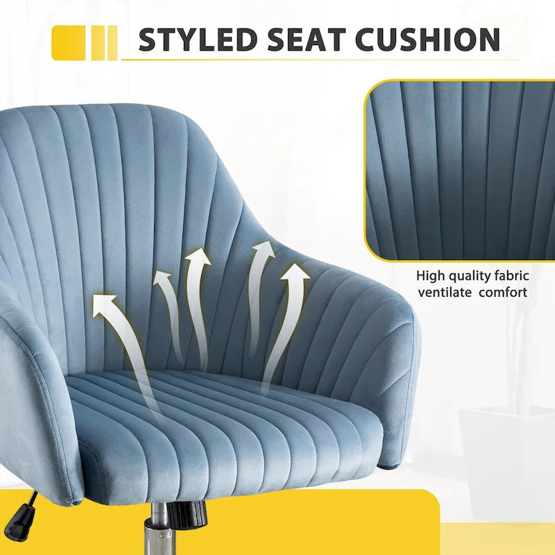 Fauteuil de bureau pivotant capitonné en velours – Hauteur réglable, 1 personne