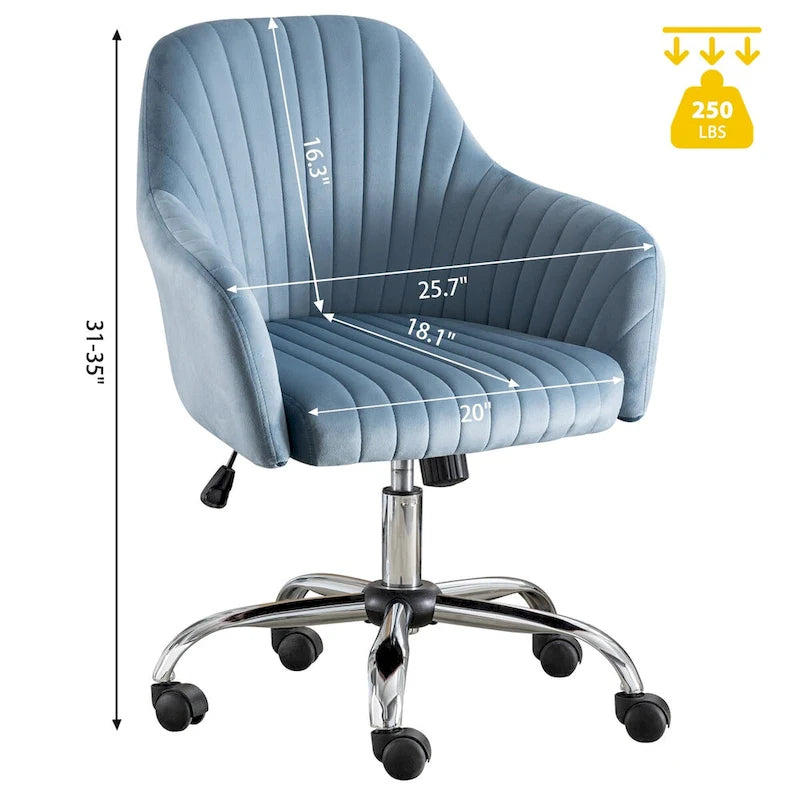 Fauteuil de bureau pivotant capitonné en velours – Hauteur réglable, 1 personne