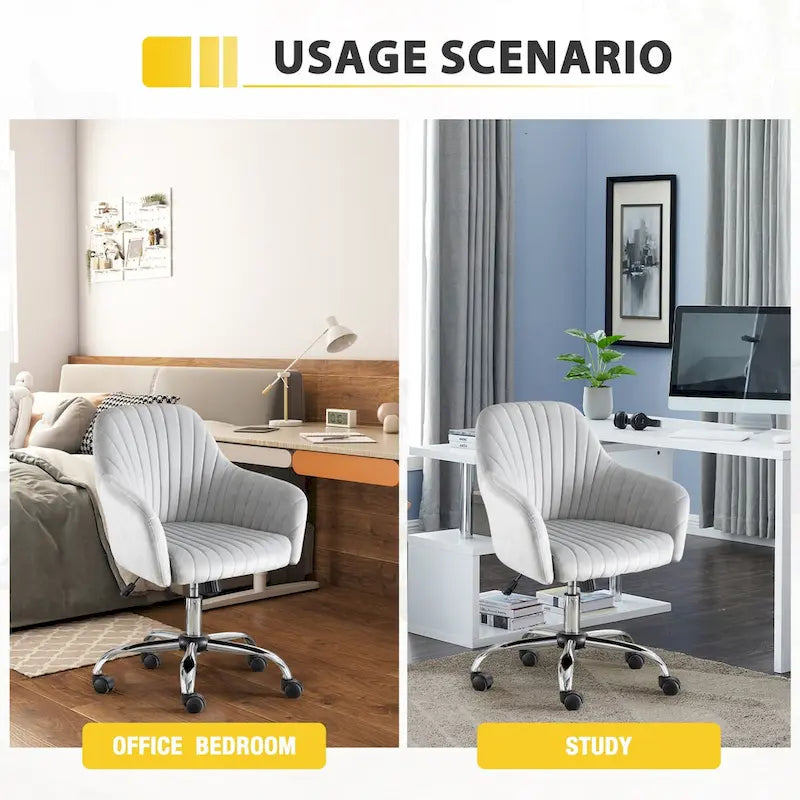 Fauteuil de bureau pivotant capitonné en velours – Hauteur réglable, 1 personne
