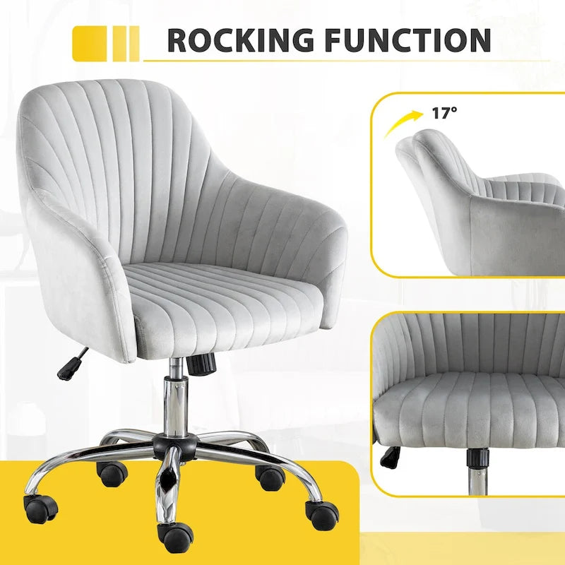 Fauteuil de bureau pivotant capitonné en velours – Hauteur réglable, 1 personne