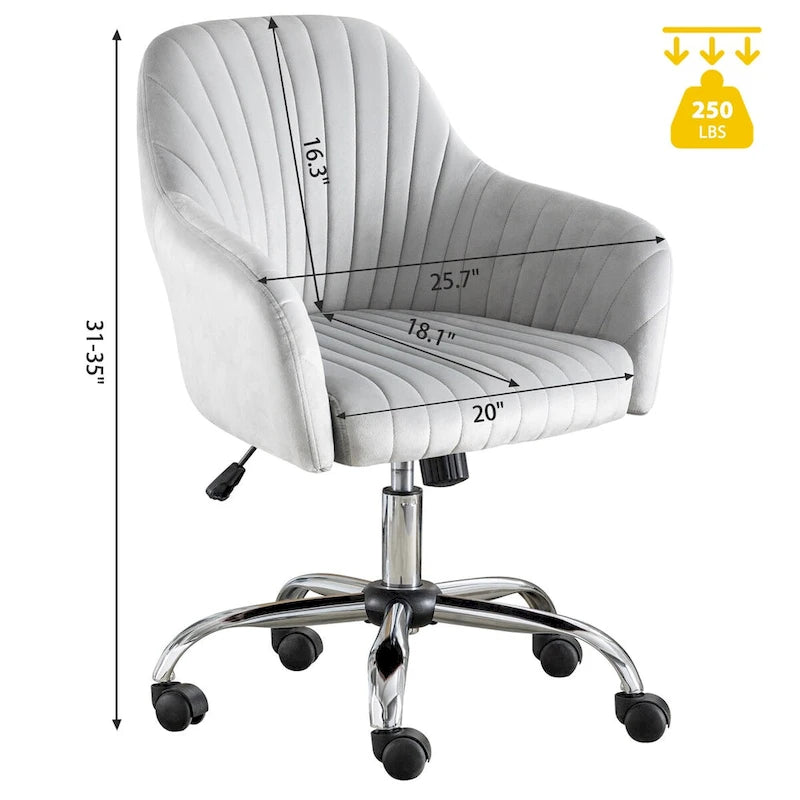 Fauteuil de bureau pivotant capitonné en velours – Hauteur réglable, 1 personne