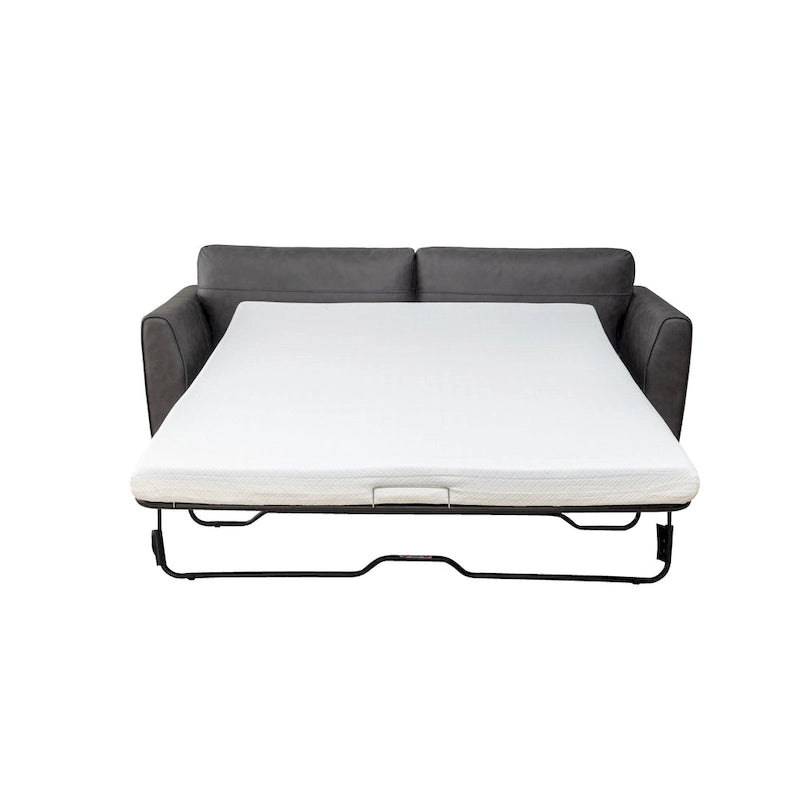 Canapé-lit convertible en similicuir gris/marron, 3 places