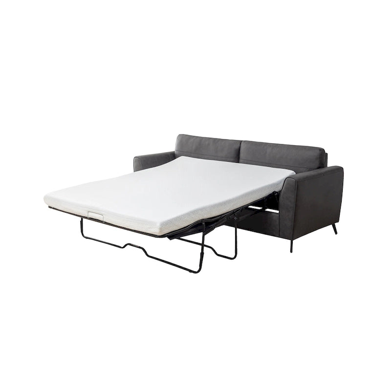 Canapé-lit convertible en similicuir gris/marron, 3 places