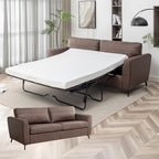 Canapé-lit convertible en similicuir gris/marron, 3 places