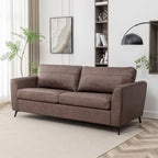 Canapé-lit convertible en similicuir gris/marron, 3 places